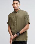 Asos Oversized Shirt In Khaki With Batwing Sleeve - Khaki