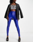 I Saw It First Leather Look Leggings In Blue