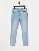 Topman Organic Cotton Blend Skinny Jeans In Bleach Wash-blues