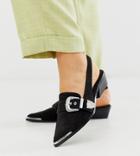 Asos Design Wide Fit Vanilla Western Flat Shoes - Black