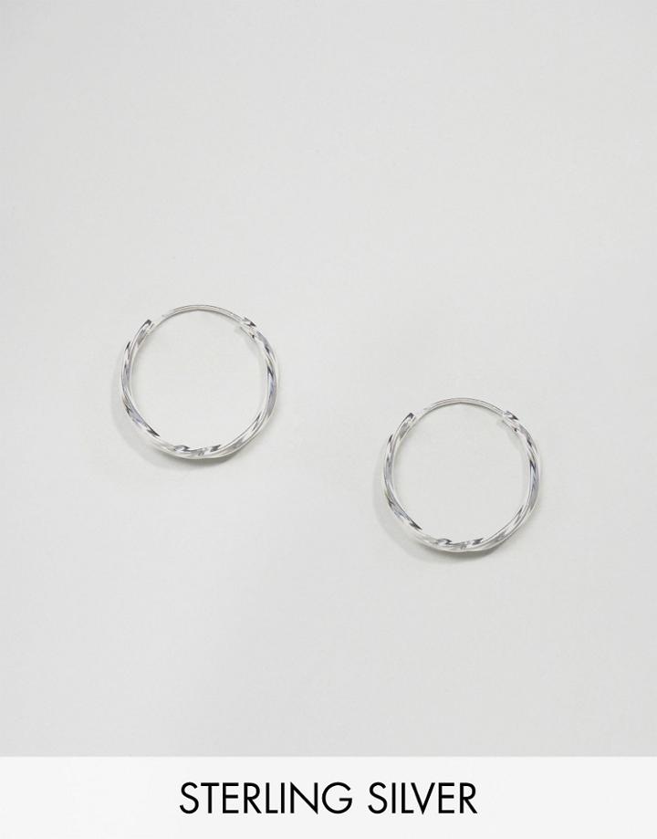 Asos Sterling Silver 20mm Twist Hoop Earrings - Silver