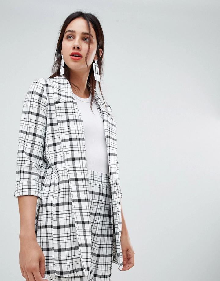 Stradivarius Grid Check Blazer - Black