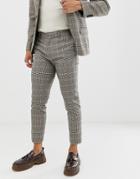 Asos Design Skinny Suit Pants In Brown Gingham Check - Brown