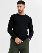 River Island Long Sleeved Ribbed T-shirt In Black