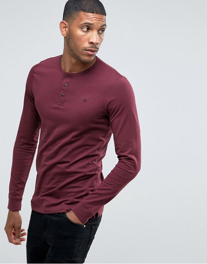 Jack & Jones Grandad Long Sleeve Top - Red