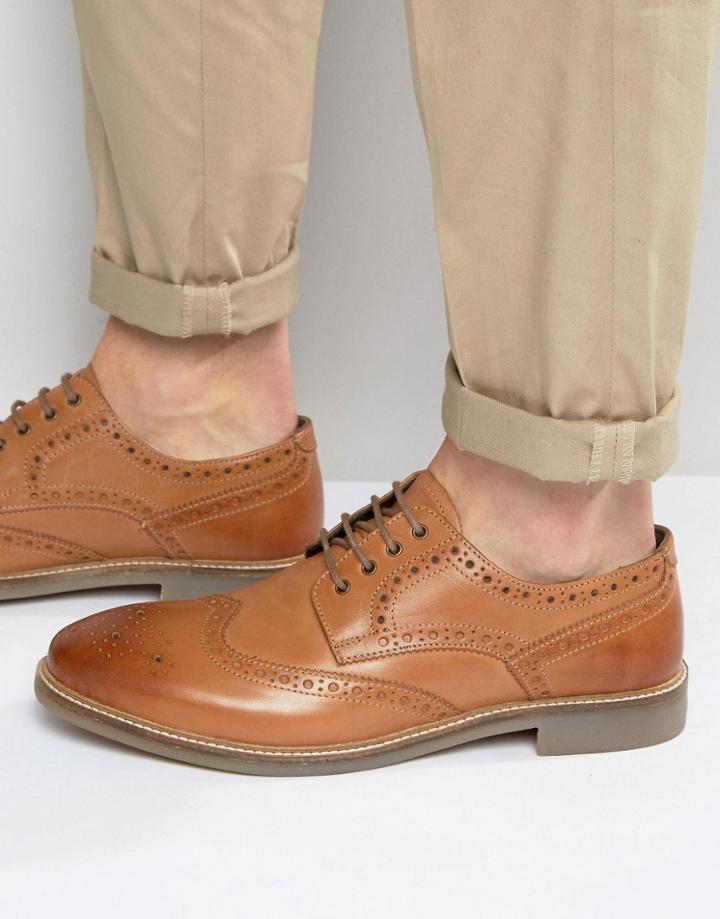 Lambretta Brogues In Tan Leather - Tan