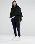 Asos Cape In Black Oversized With Hood - Black