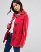 Gloverall Fitted Pannelled Wool Duffle Coat - Pink