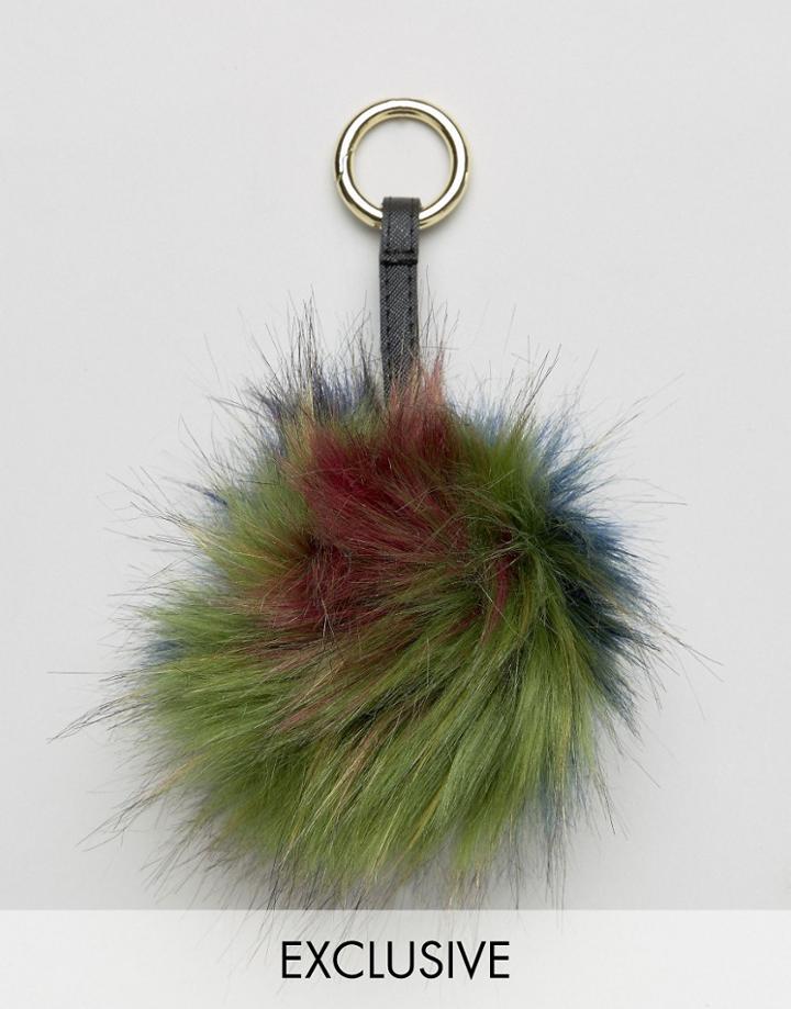 My Accessories Multi Coloured Faux Fur Pom Bag Charm - Multi