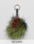 My Accessories Multi Coloured Faux Fur Pom Bag Charm - Multi