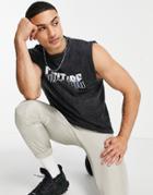 The Couture Club Flying Eagle Cut-off Tank In Acid Wash-grey
