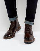 Base London Siege Leather Lace Up Boots In Brown - Brown