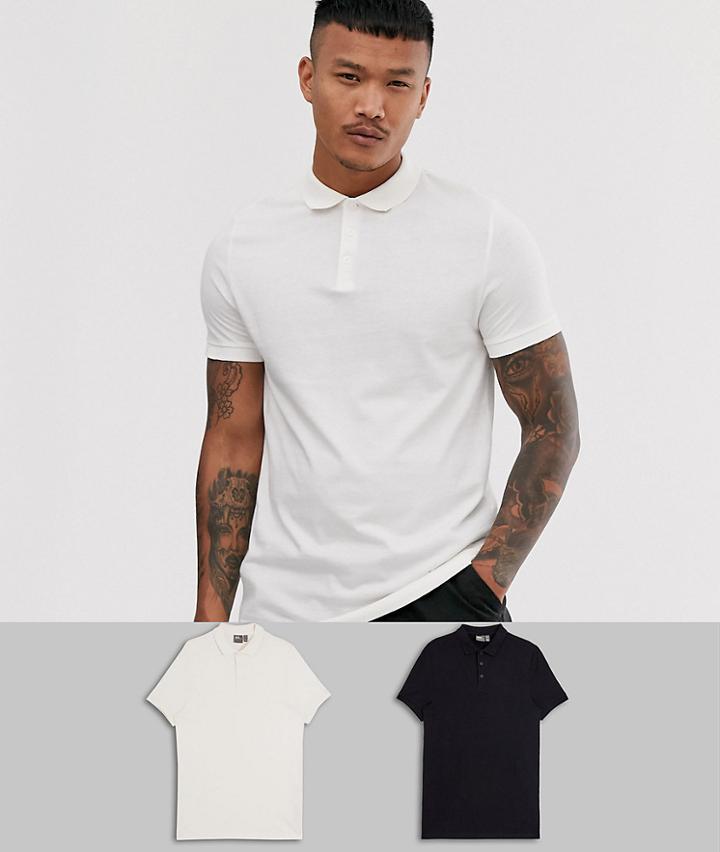 Asos Design Organic Jersey Polo 2 Pack Save - Multi