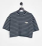 Quiksilver 90s Striped Cropped T-shirt In Navy - Exclusive To Asos-black