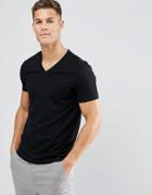Asos T-shirt With V Neck In Black - Black