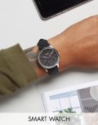 Timex Iq Leather Hybrid Smart Watch In Black - Black