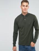 Tommy Hilfiger Polo Shirt With Flag Logo In Long Sleeve Regular Fit Green - Green