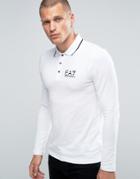 Emporio Armani Ea7 Polo Shirt With Tipping In White Long Sleeves - White
