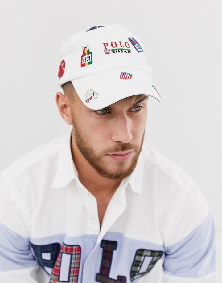 Polo Ralph Lauren Stadium Embroidered Logo Baseball Cap In White