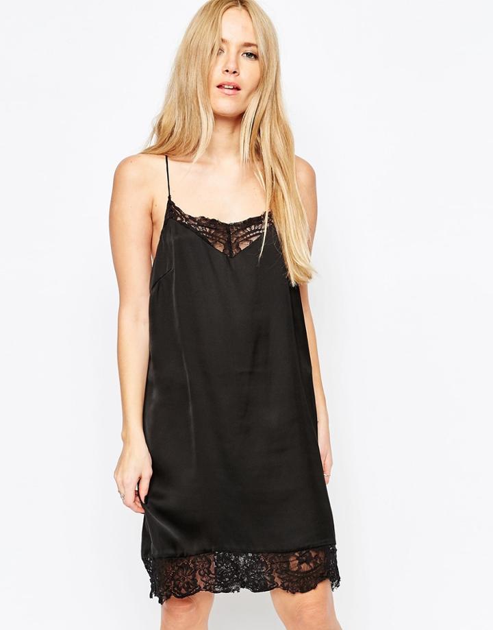 Selected Love Lace Trim Dress - Black