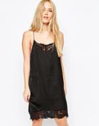 Selected Love Lace Trim Dress - Black