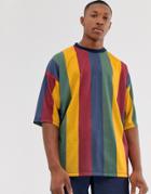 Asos Design Oversized T-shirt With Large Vertical Stripes - Multi