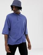 Asos Design Extreme Oversized Jersey Polo In Blue