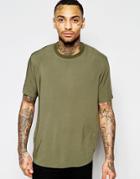 Asos Woven Boxy T-shirt In Khaki With Short Sleeves - Khaki