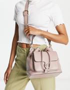 Paul Costelloe Leather Front Pocket Bucket Bag In Pink