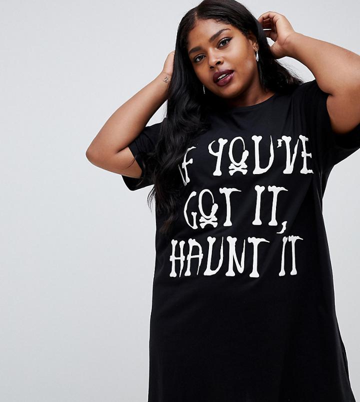 Asos Design Curve Halloween If You've Got It Haunt It Sleep Tee - Black