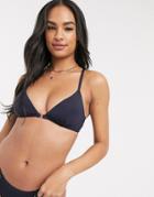 Dorina Tazetta Triangle Bikini Top With Lace Detail In Navy