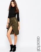 Asos Tall Utility Wrap Belted Skirt - Khaki $19.50