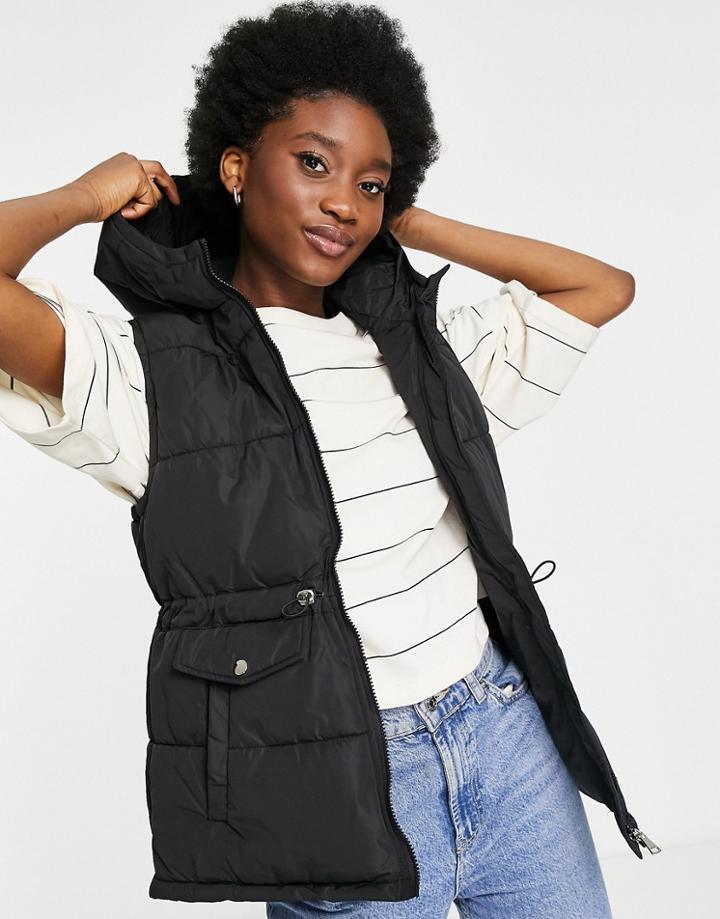 New Look Hooded Vest In Black