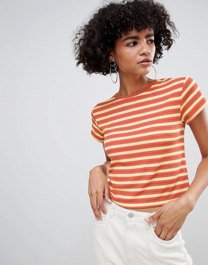 Weekday Crop Fine Rib T-shirt - Multi