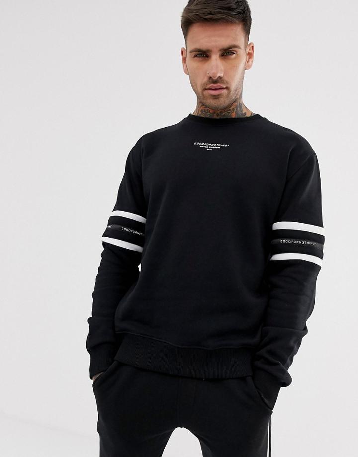 Good For Nothing Muscle Sweatshirt In Black With Cut & Sew Sleeve Detail - Black