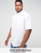 Jacamo Plus Oxford Shirt With Short Sleeves White - White