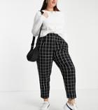 Asos Design Curve Smart Tapered Pant In Mono Check-black