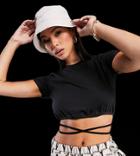 Asyou Crop T-shirt With Tie Waist In Black