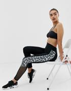 New Look Leggings With Panels In Leopard Print - Gray
