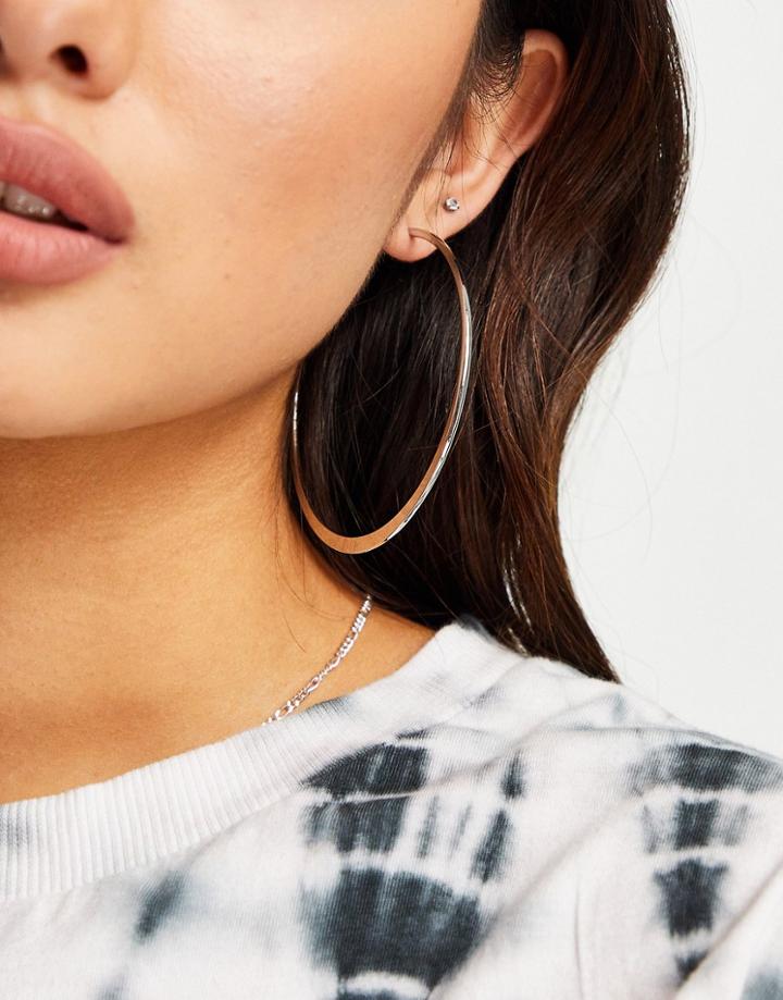 Topshop Oversized Flat Hoop Earrings In Silver