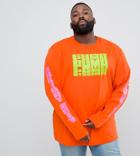 Puma Plus Graphic Long Sleeve T-shirt With Arm Print In Orange Exclusive To Asos - Orange