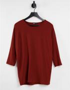 Only Glamour 3/4 Sleeve Jersey Tunic Top In Burnt Orange