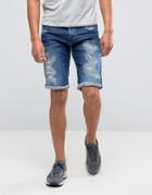 G-star 3301 Tapered Shorts With Abrasions - Blue