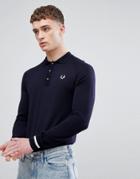 Fred Perry Reissues Tipped Cuff Long Sleeve Polo In Navy - Navy