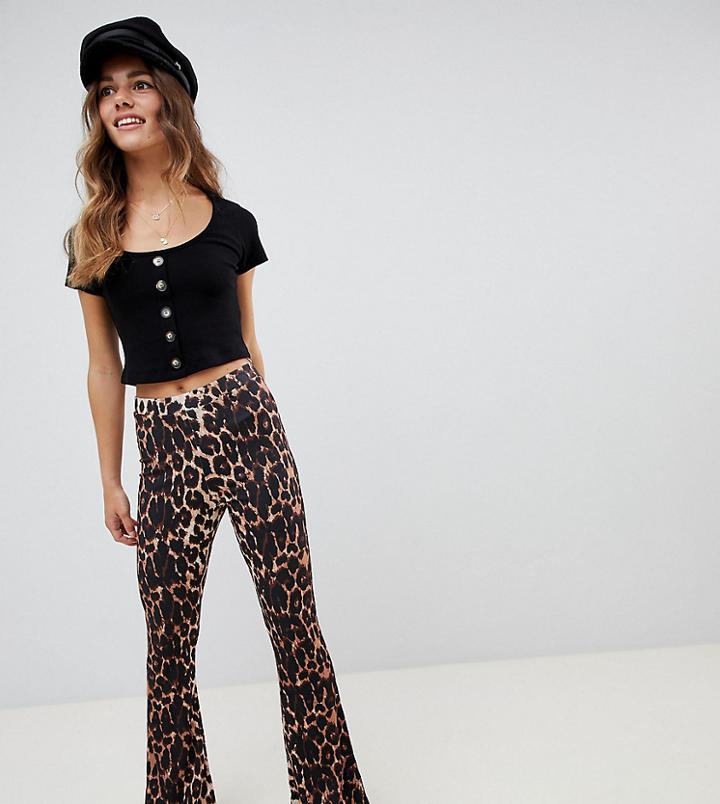 Asos Design Petite Flare Leggings In Animal Print - Multi