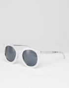 7x Textured Round Sunglasses - Silver