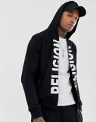 Religion Zip Hoodie With Logo Print In Black - Black