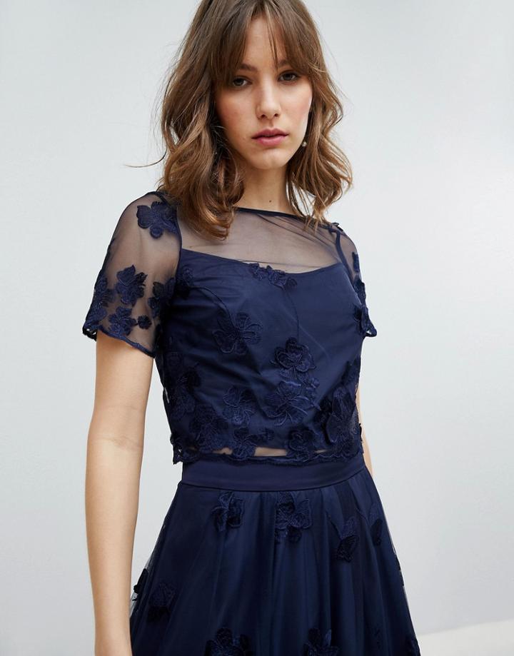 Coast Neive Floral Applique Top - Navy