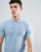 Asos Design Muscle Fit Polo In Pique - Blue