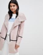 Glamorous Faux Shearling Coat-pink